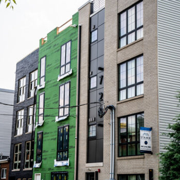 A building with a green roof.