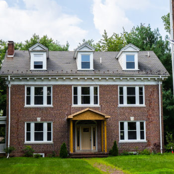 A large brick house.