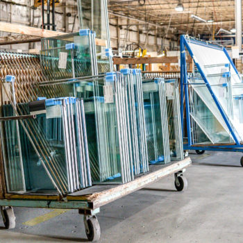 A cart full of glass.